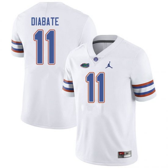 Men's Florida Gators #11 Mohamoud Diabate NCAA Jordan Brand White Authentic Stitched College Football Jersey PXY5162BW